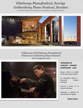 Ruben Russo en el Festival de Gotemburgo (Suecia),tocando el Homenaje a Falla de Manuel del Águila