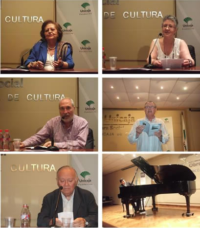 Matilde Puig, Pilar Quirosa-Cheyrouze, Juan José Ceba Francisco Galera y Francisco Moncada recitando poemas de Manuel del Águila. Tito García al piano.