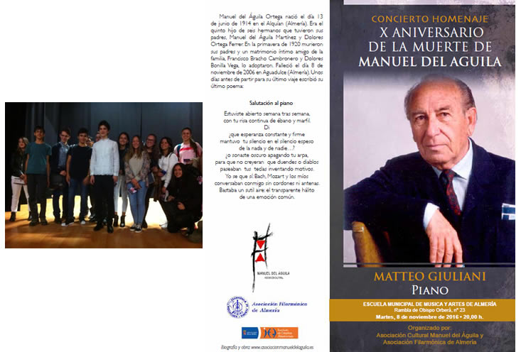 Matteo Giuliany con alumnos del Real Conservatorio Profesional de Música de Almería